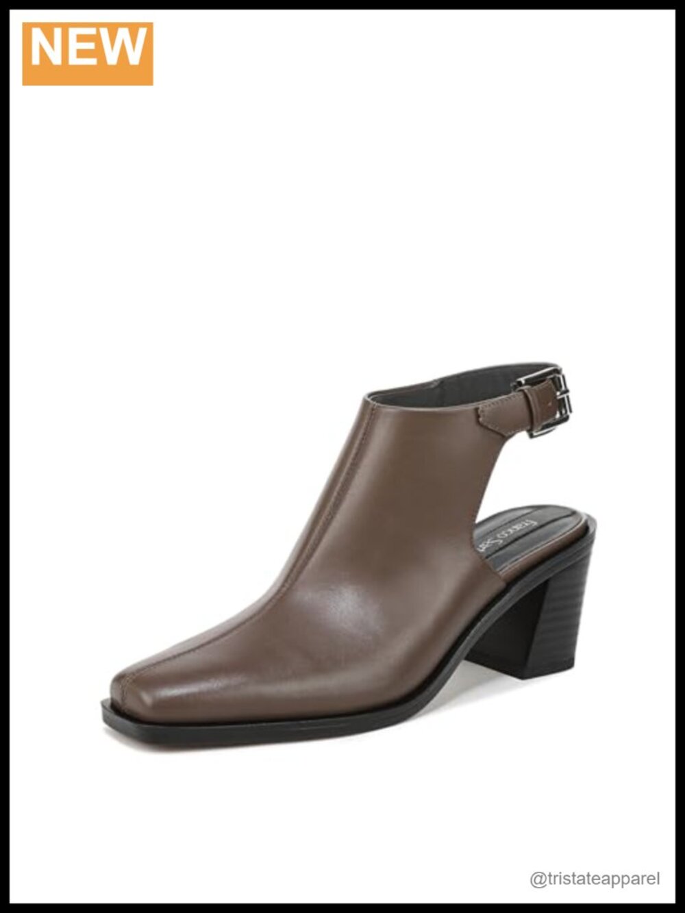Franco Sarto Isadora Leather Block Heel Square Toe Ankle Bootie